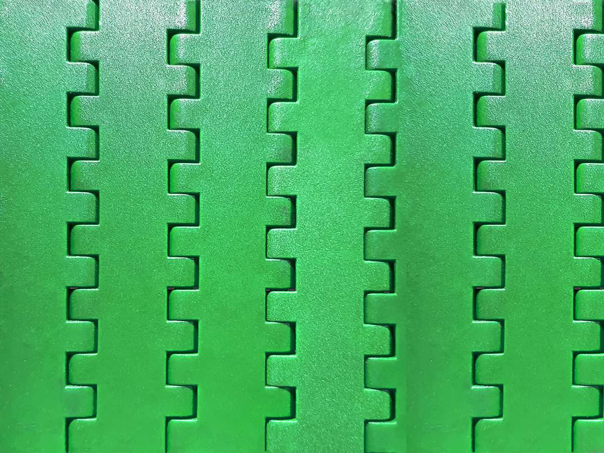 Full Frame Background of Green Modular Conveyor Belt Pattern
